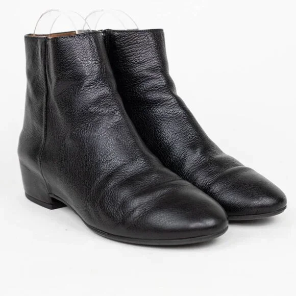 Aquatalia Ulyssa Leather Boots Pebble Black Ankle Boots Bootie Side Zip Size 7.5 - Picture 2 of 11